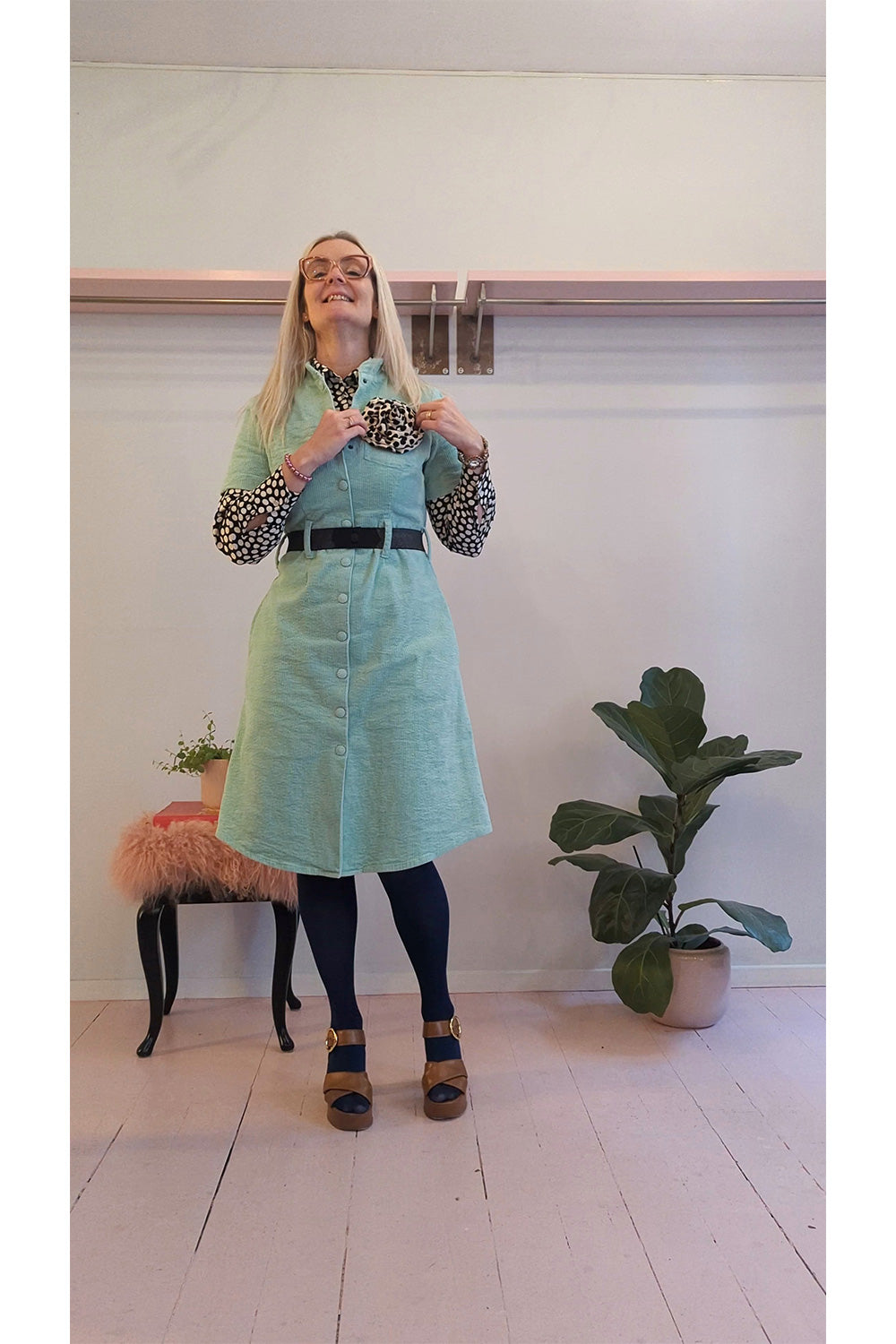 Floria kjole soft mint-grøn fløjl