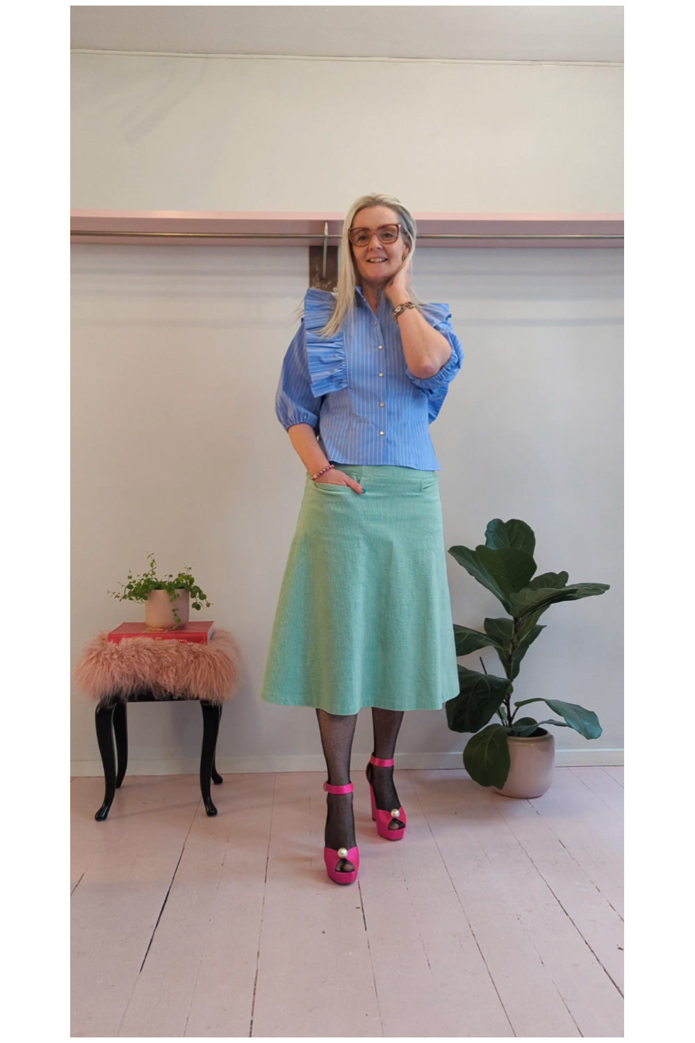 Emma skjorte pale blue stripes