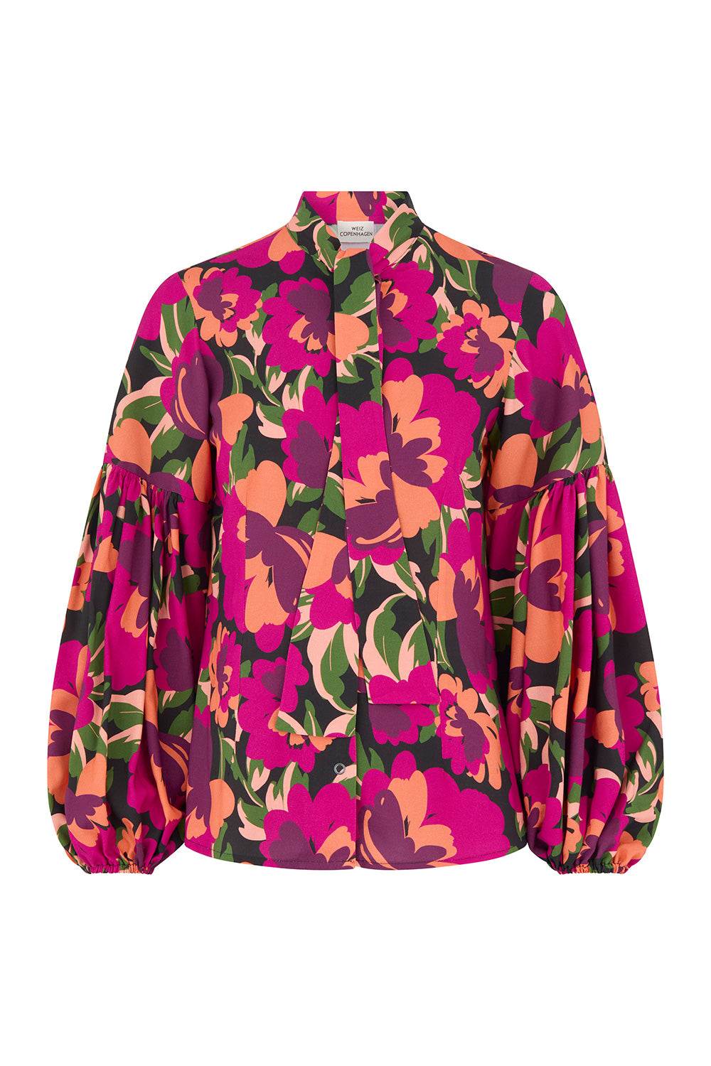 Martine puffed shirt pink flowers