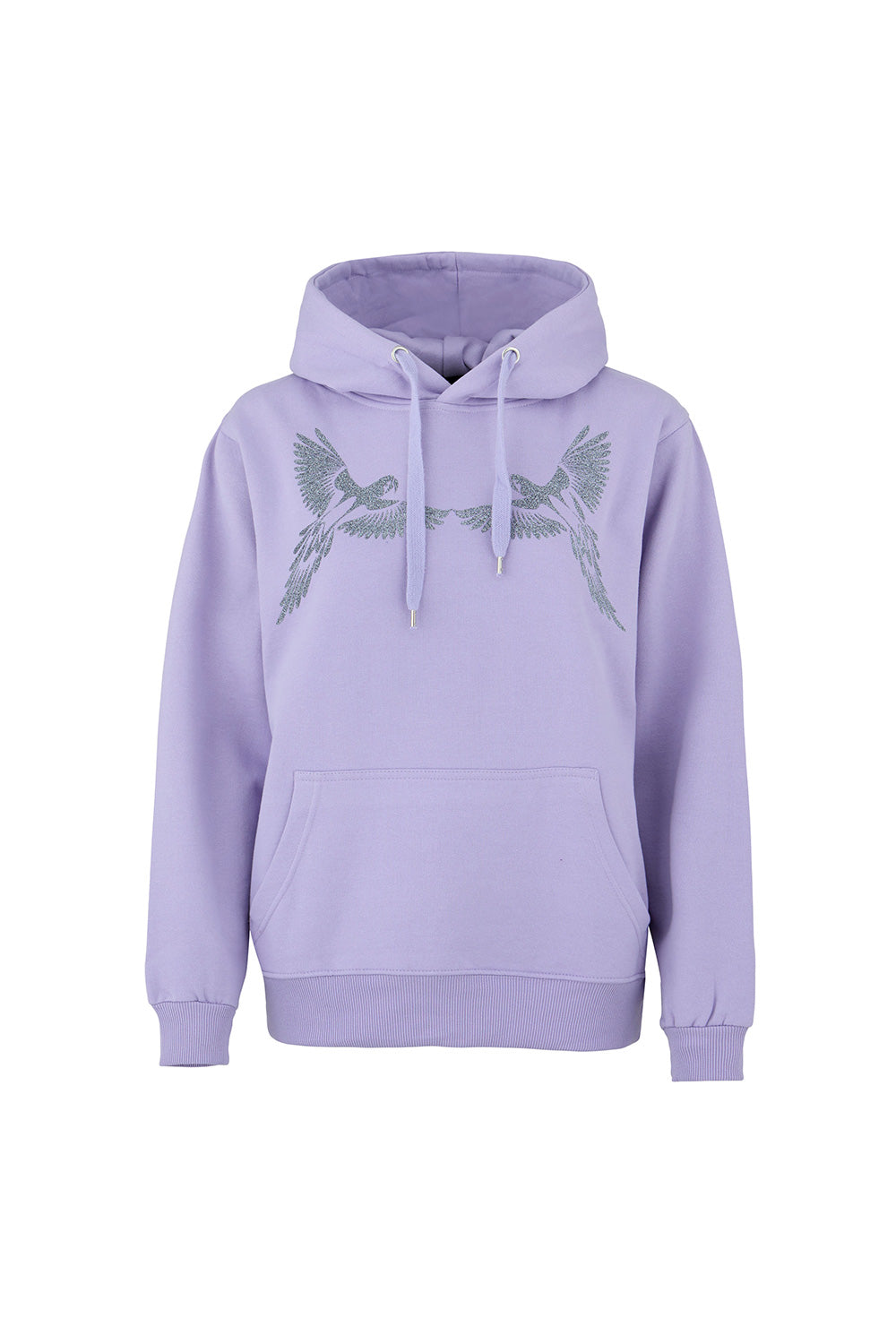 Parrot hoodie lilac & silver