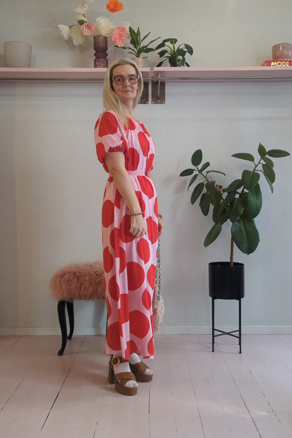 Rigmor Max kjole pink & red dots