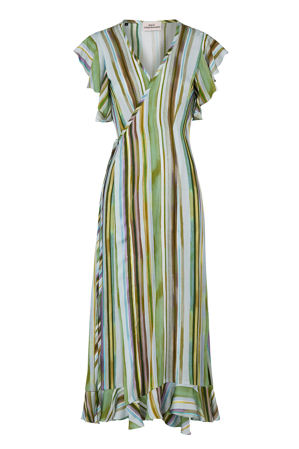 Stenze Sun wrap dress green stripes