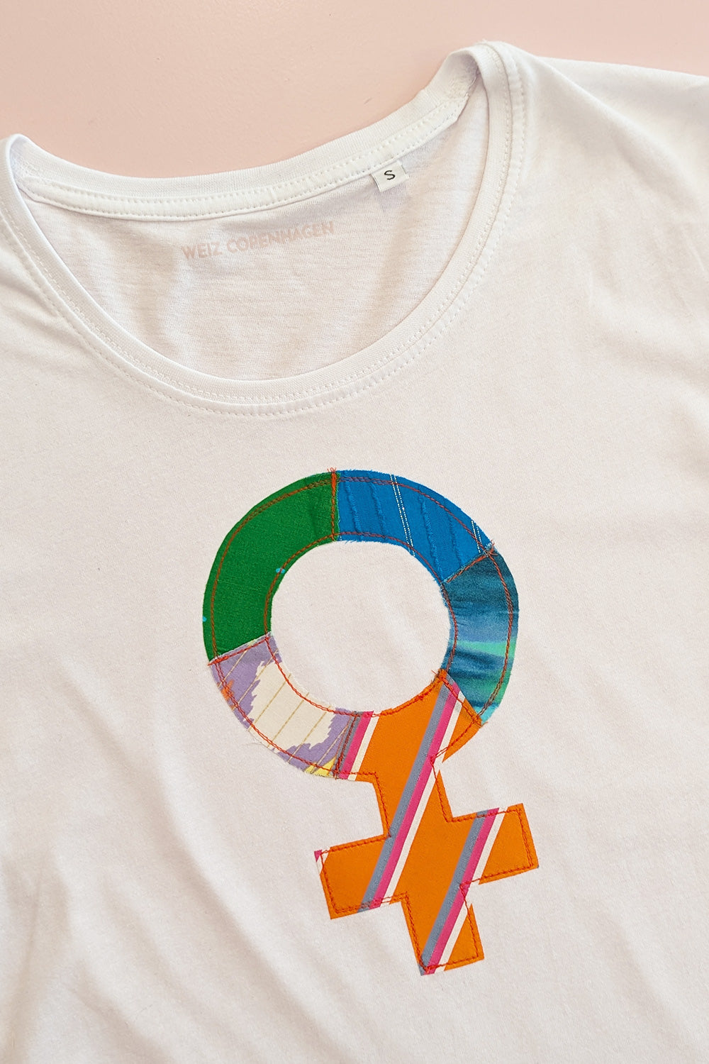 Upcycled WOMAN sign T-shirt white