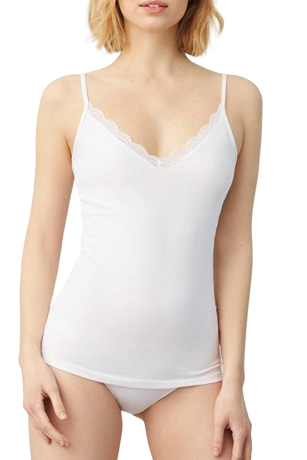 Bomuld strop top hvid