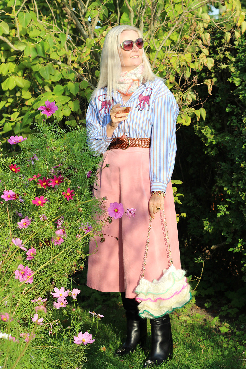 Merle skirt old rose corduroy