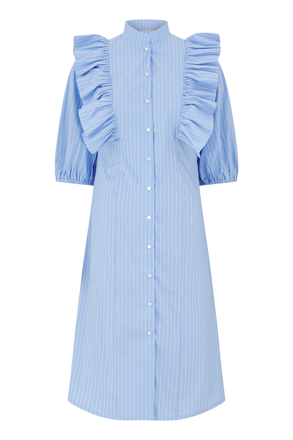 Emma dress pale blue stripes