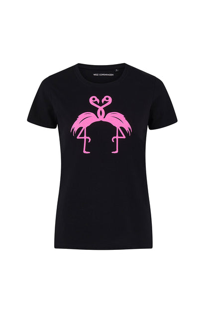 Flamingo T-shirt black &amp; pink