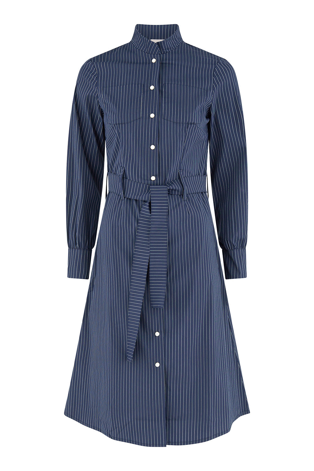 Floria dress dark blue stripes