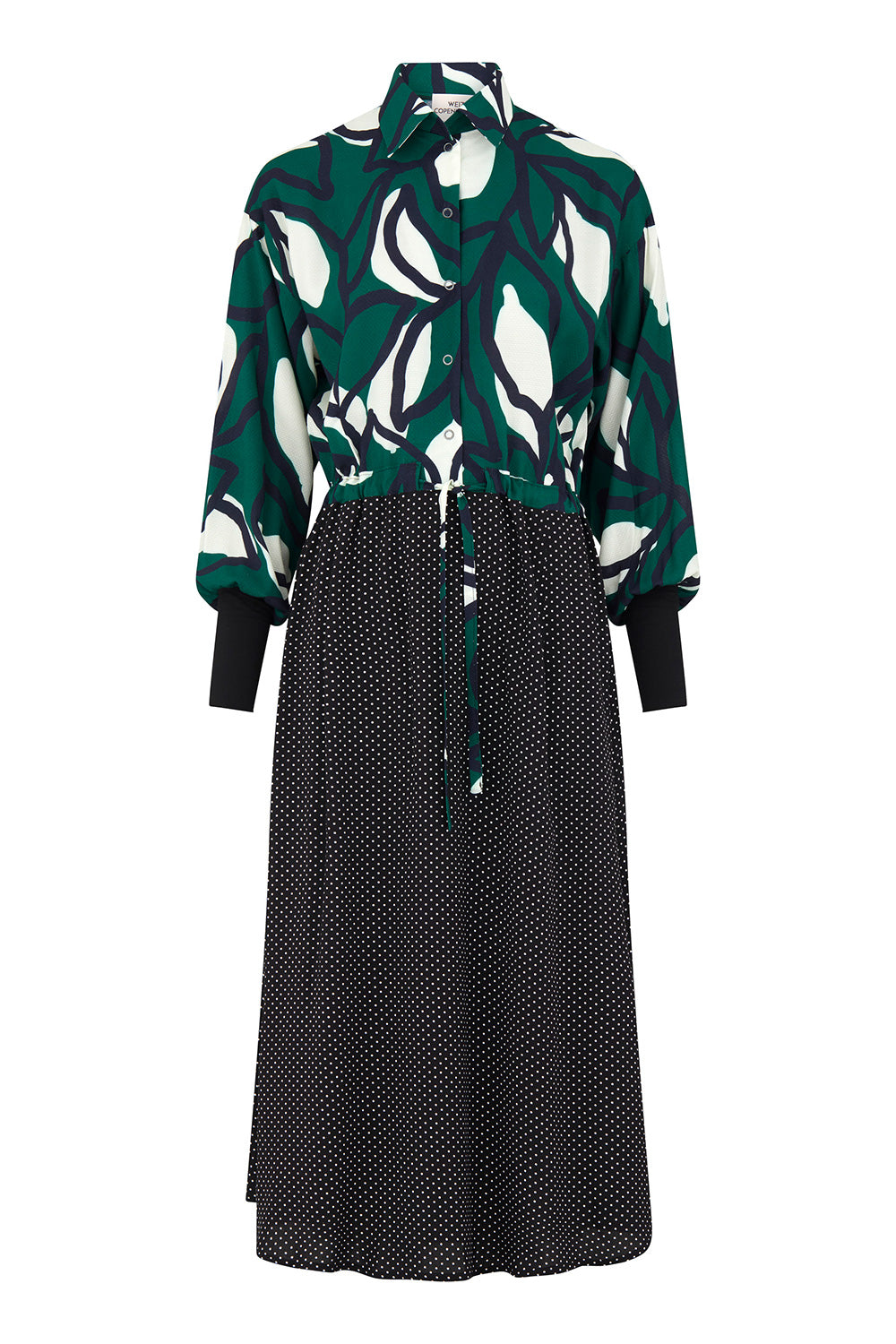 Frankie Fit dress green &amp; dots