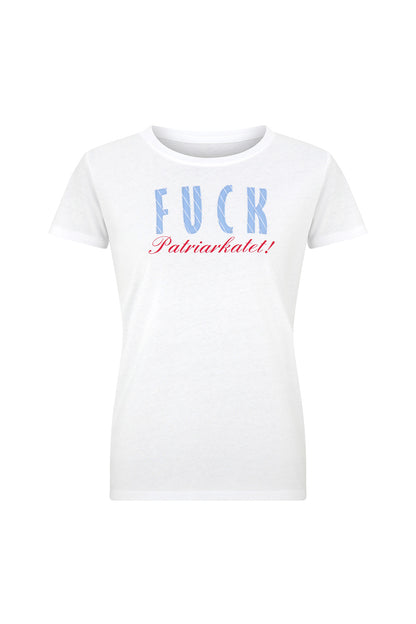 Upcycled Fuck patriarkatet T-shirt white