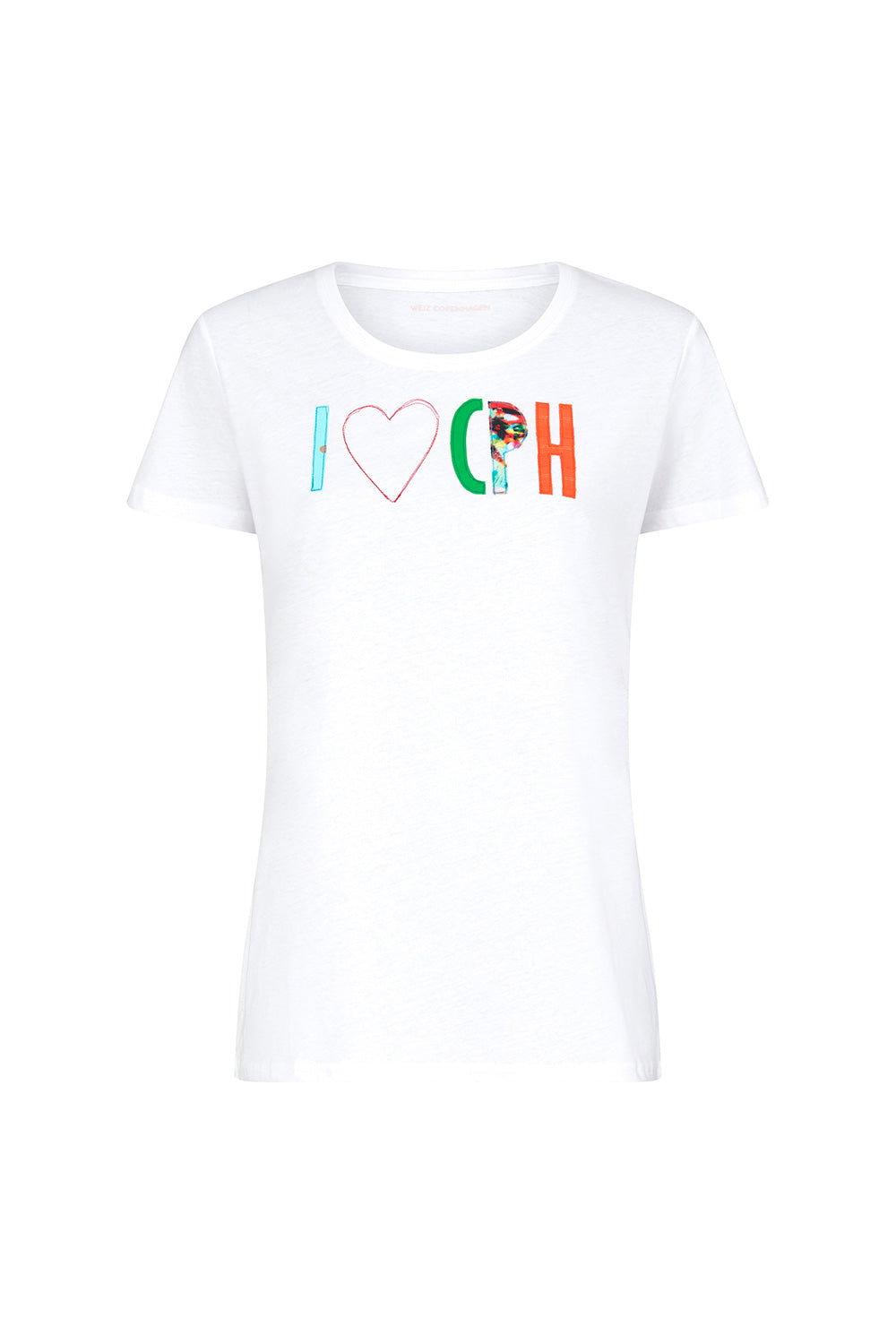 Upcycled I LOVE CPH T-shirt white