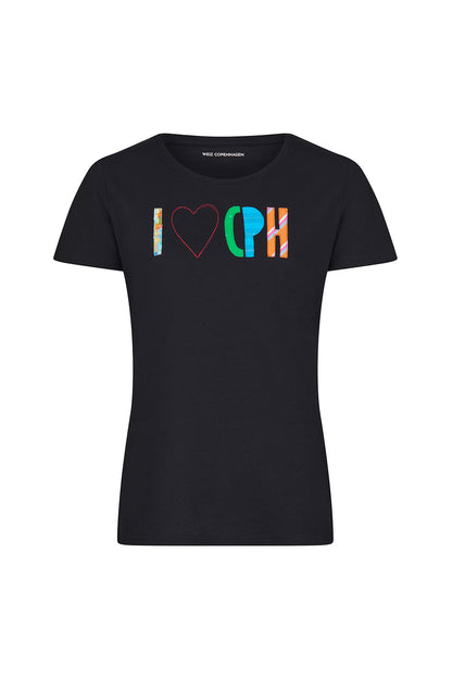Upcycled I LOVE CPH T-shirt black