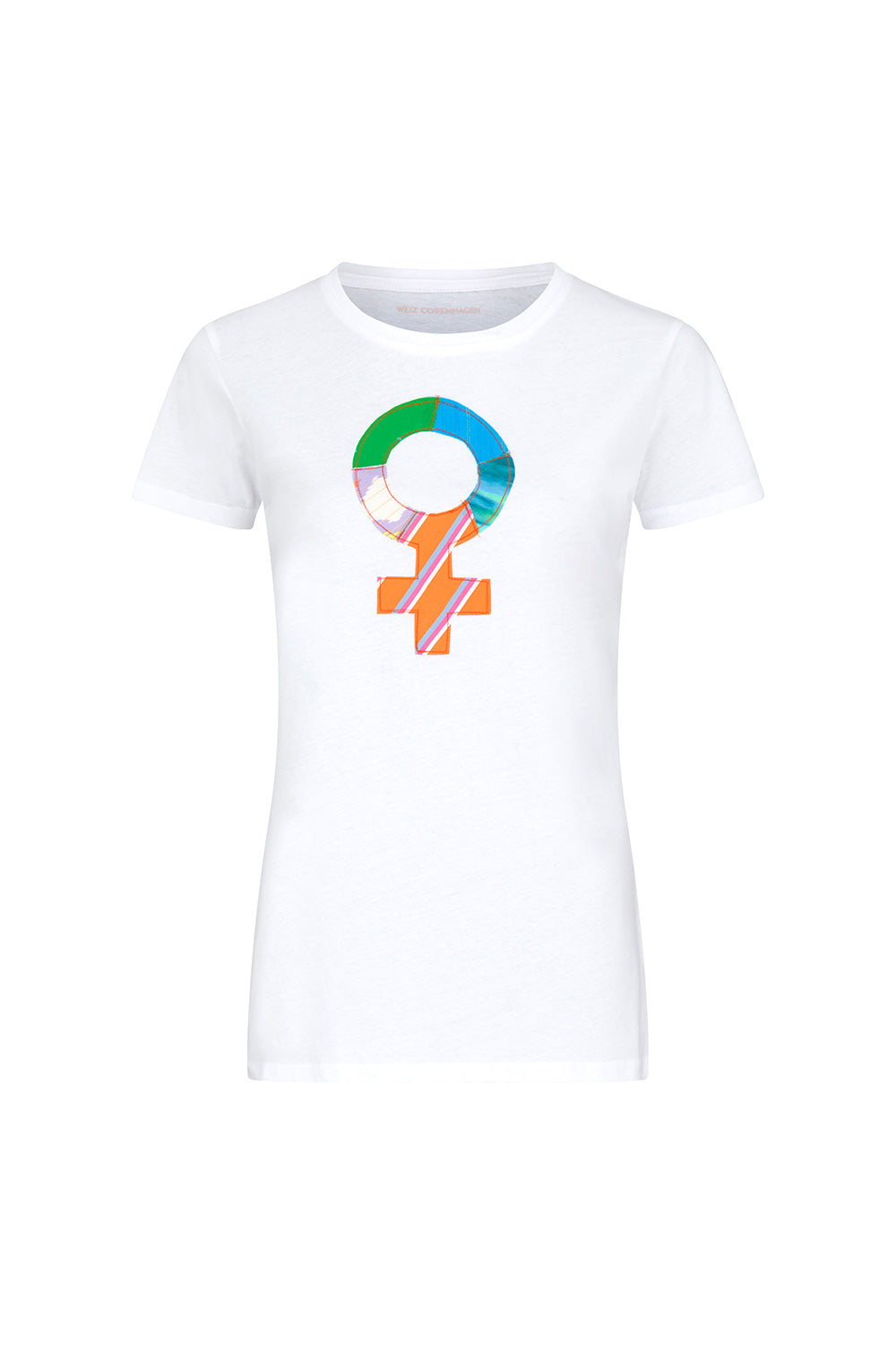 Upcycled WOMAN sign T-shirt white