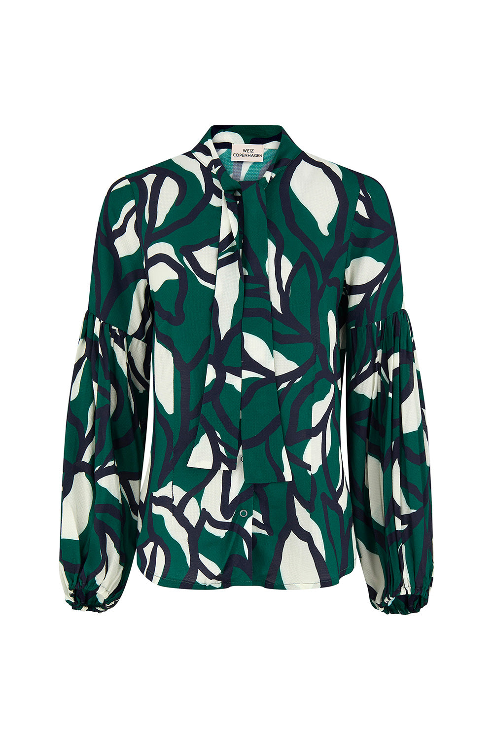 Martine puffed shirt green flowers