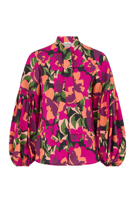 Martine puffed shirt pink flowers