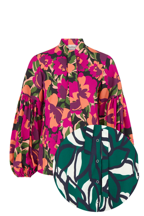 Martine puffed shirt green flowers