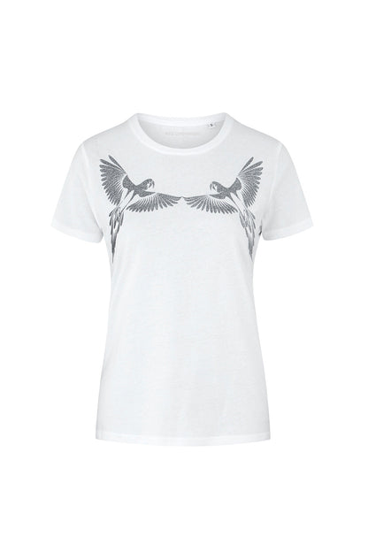 Parrot T-shirt white &amp; silver