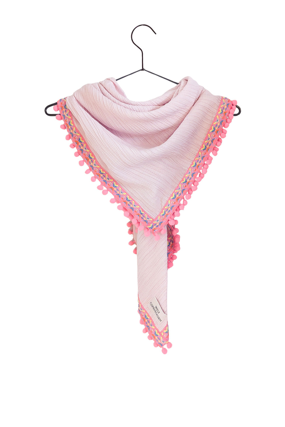 Baby pink pom pom scarf