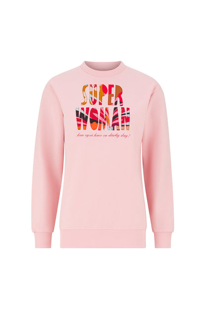 Upcycled SUPERWOMAN sweatshirt baby pink