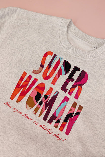 Upcycled SUPERWOMAN sweatshirt grey