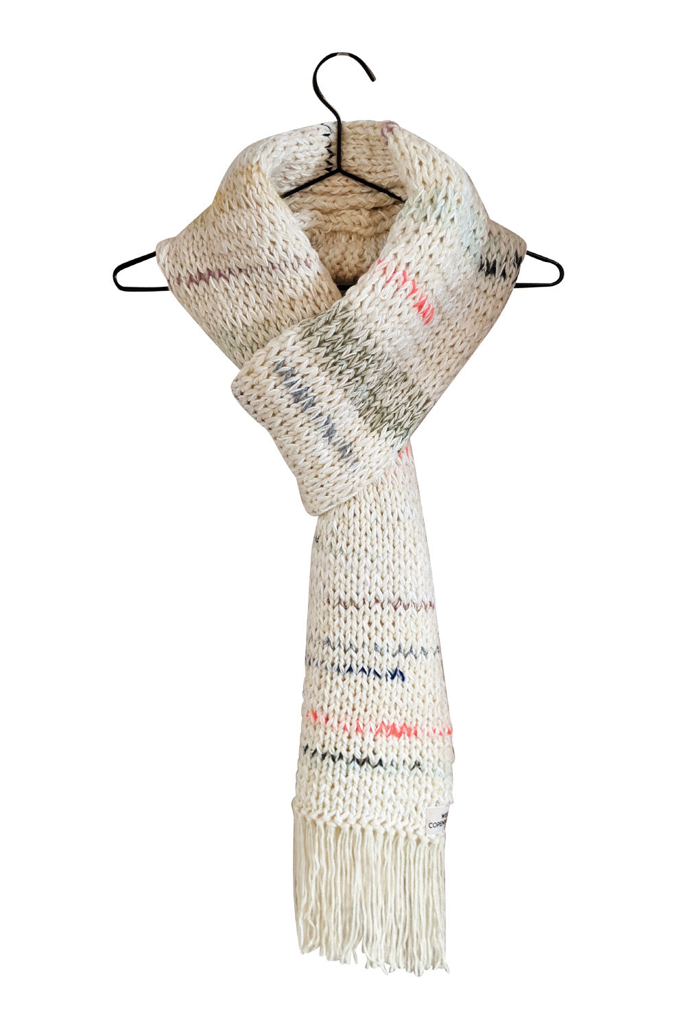 Hand-knitted one-off scarf off white